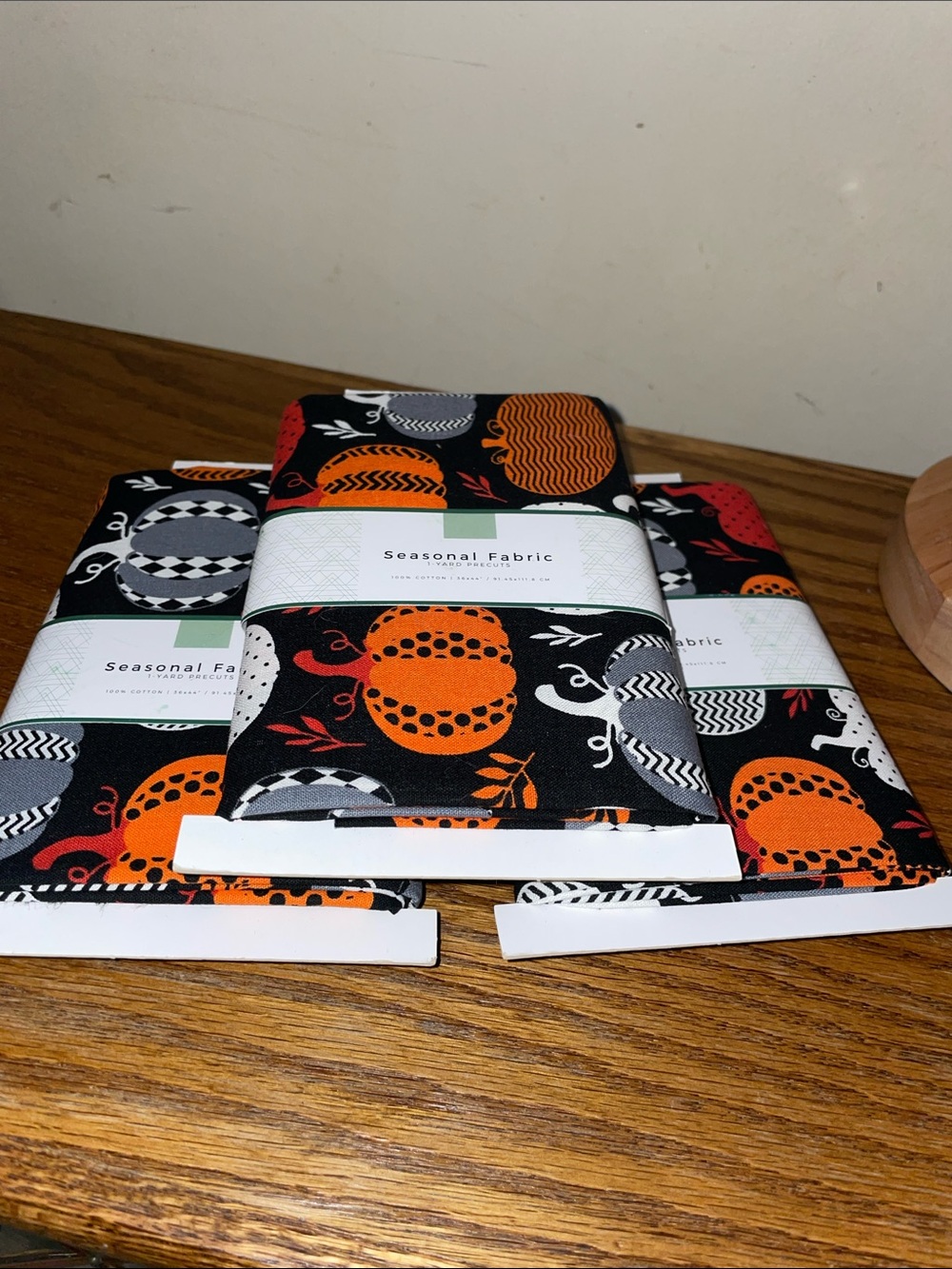 Seasonal pumpkin Fabric Black with Orange and Gray Pumpkin Print